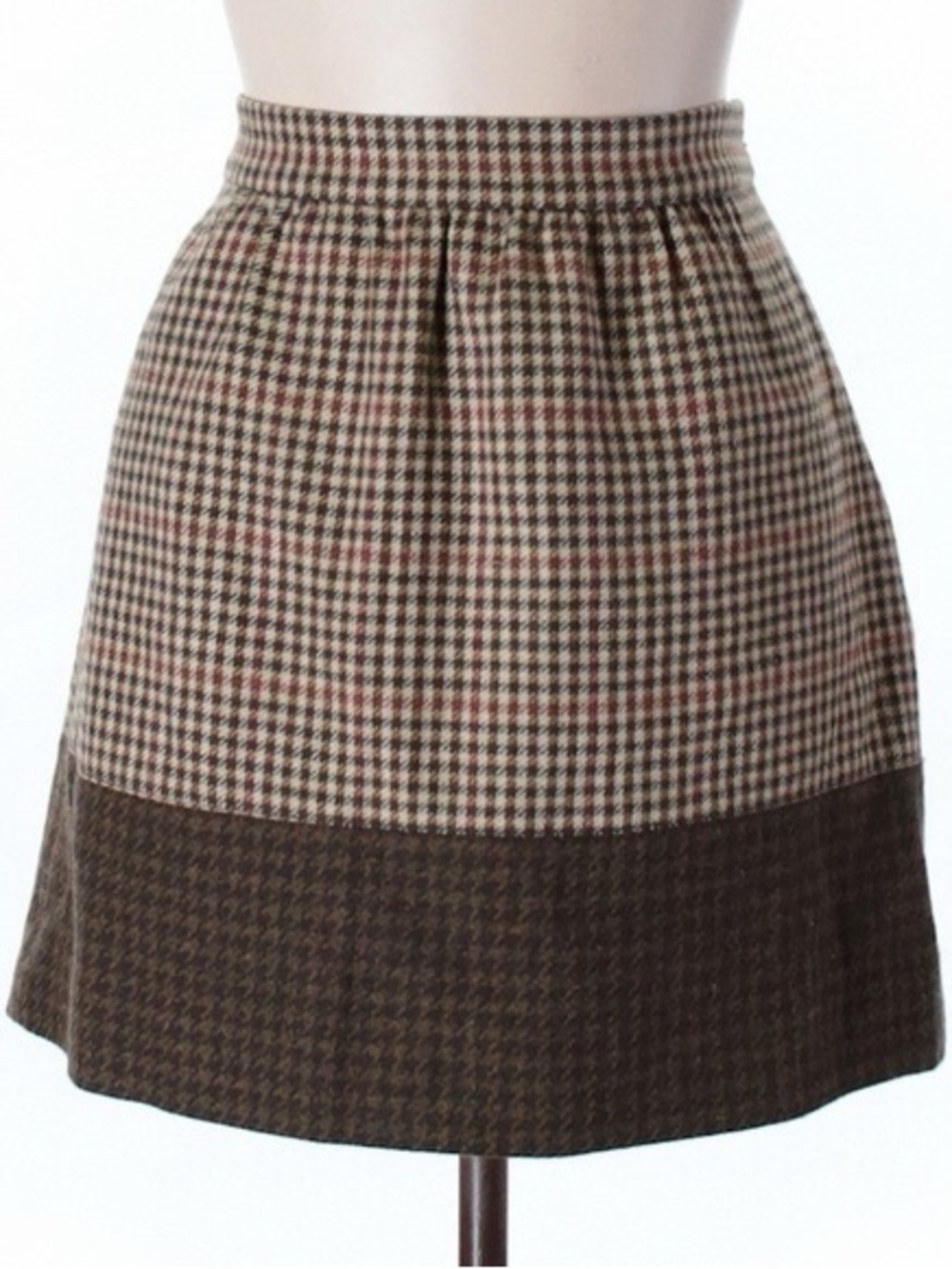 J. Crew Brown and Cream Wool Mini Skirt Size 0